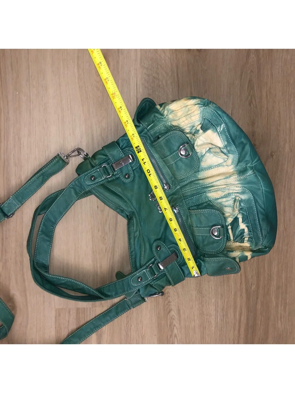 ANGEL KISS GREEN TIE DYE SOFT VEGAN LEATHER HOBO CROSSBODY SHOULDER PURSE BAG